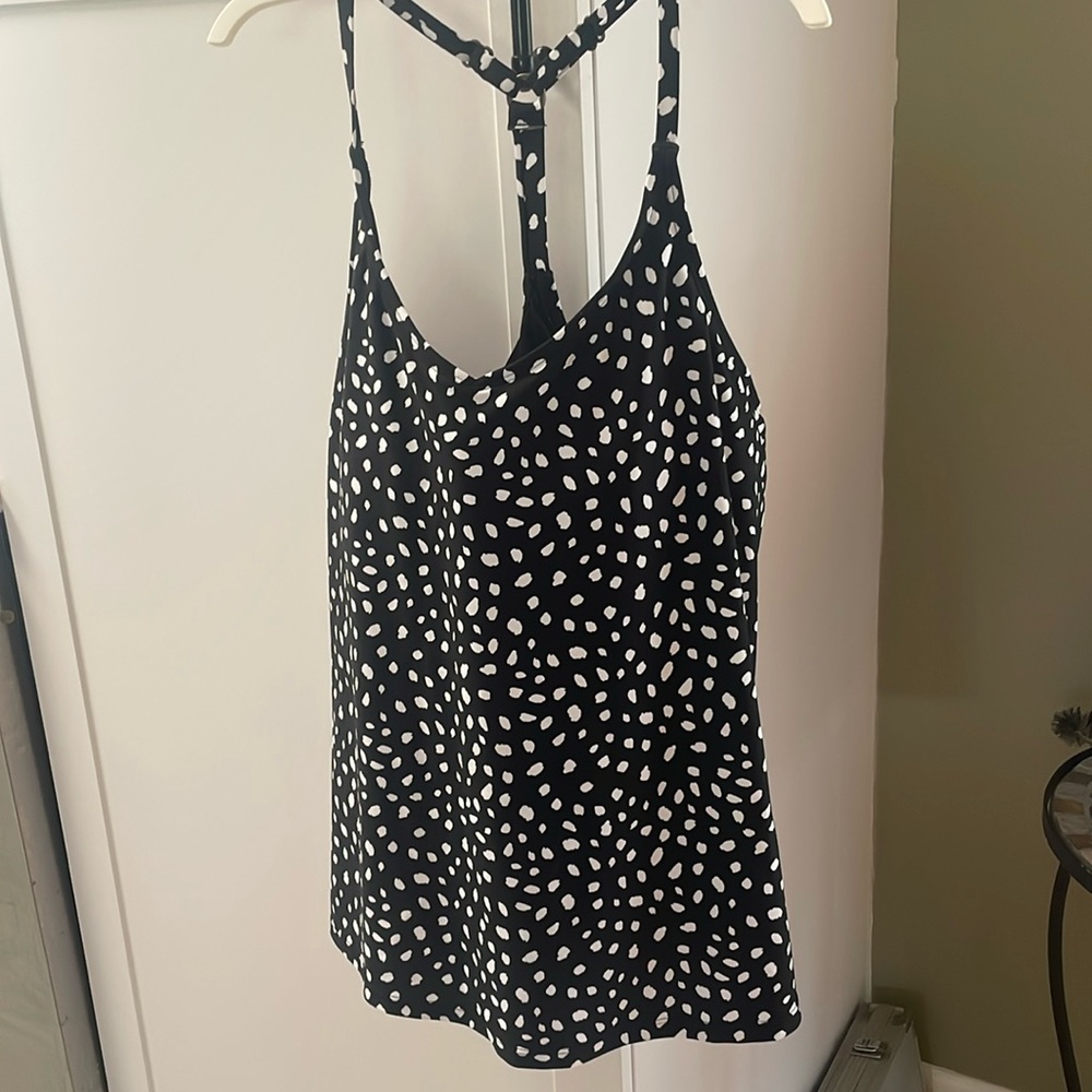 Island Escape Black and White Swim Top